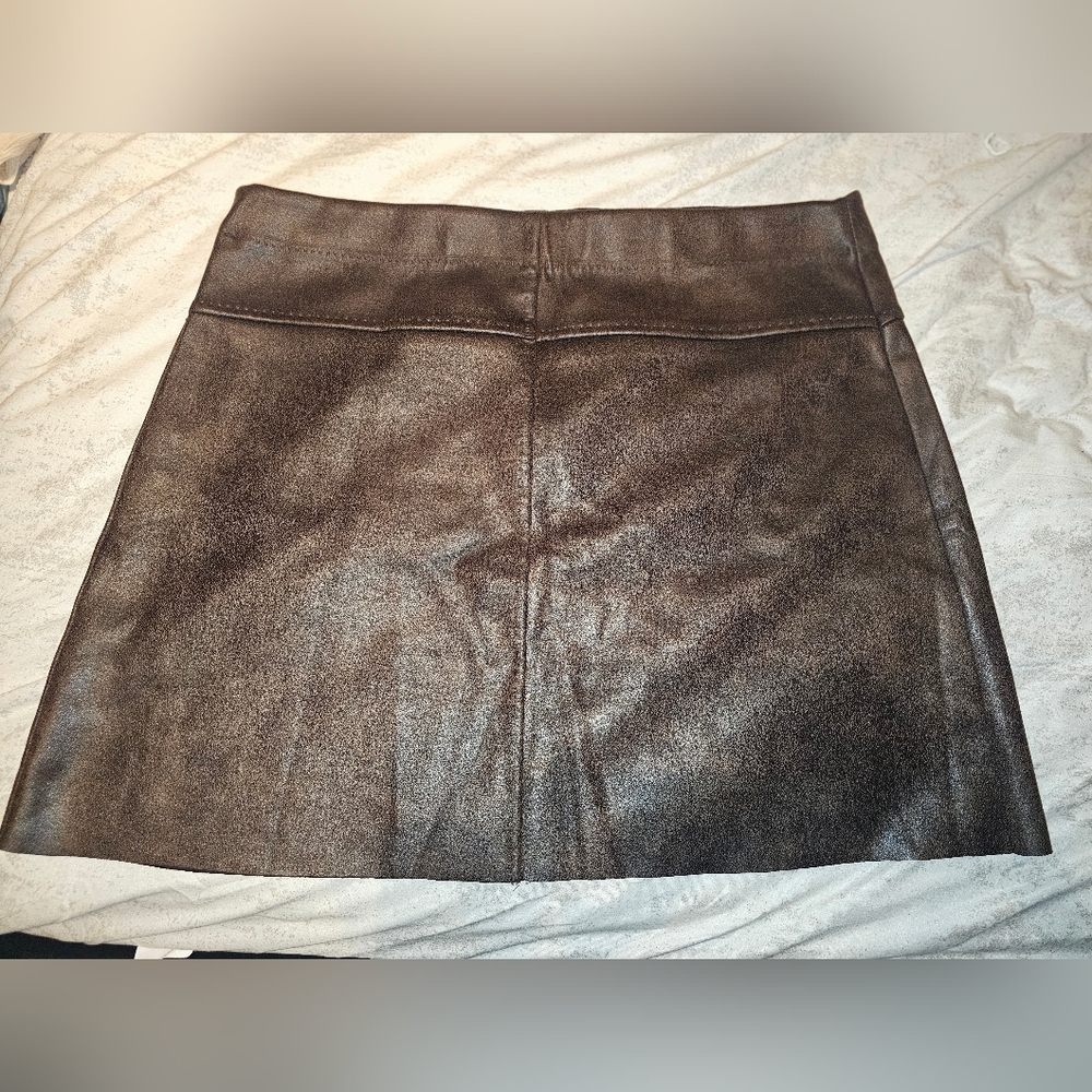 Brown Faux Leather Mini Skirt